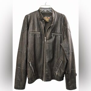 BKE Buckle Distressed Moto Faux Leather Jacket Mens Large